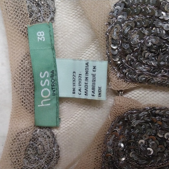 HOSS INTROPIA GORGEOUS SHEER TAN EMBELLISHED TOP - SIZE 38 OR SMALL - Picture 2 of 8